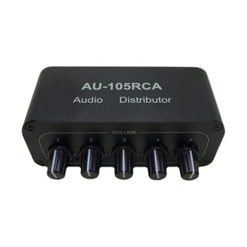1-В-5-Выходном HiFi Стерео RCA Аудио Разветвитель /Селекторный Регулятор Тона Портативный Аудио Переключатель Box Mini Distributor US Plug
