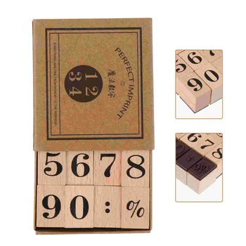 1 Комплект деревянных резиновых штампов с цифровым рисунком, набор резиновых штампов 