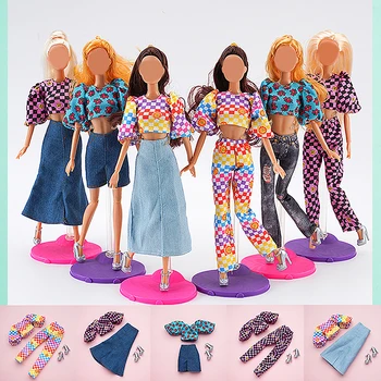 1 комплект модной одежды для кукол, Модный костюм-двойка, рубашка, юбка, Брюки, Аксессуары для наряжания кукол для кукол 30 см