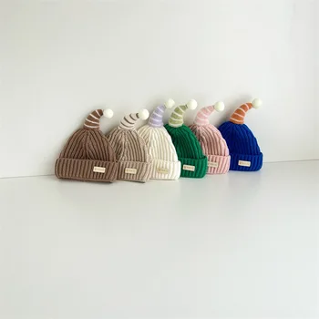 1 шт. Теплая шапочка для новорожденных, Корейская мода, однотонный вязаный крючком капор для маленьких мальчиков и девочек, осенне-зимняя теплая шапочка для фотосъемки.