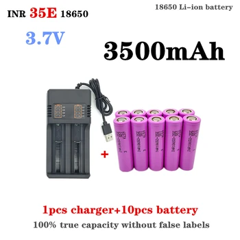 100% реальная емкость INR 35E 18650 3,7 В 3500 мАч литий-ионная аккумуляторная батарея + зарядное устройство