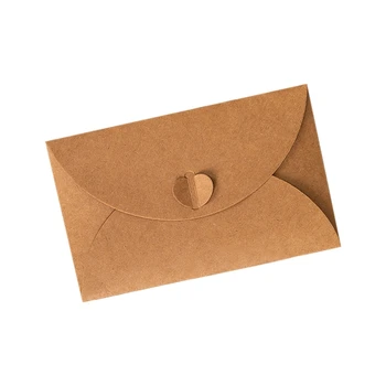 100шт Крафт-мини-конвертов в стиле ретро из крафт-бумаги Love Для подарочных карт и визиток 17,5x11 см