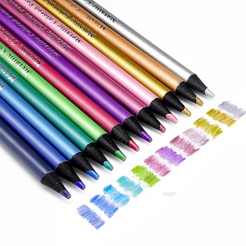 12 цветных металлических карандашей Набор для рисования и зарисовок Цветные карандаши Brutfuner Профессиональные художественные принадлежности для учебы Художника