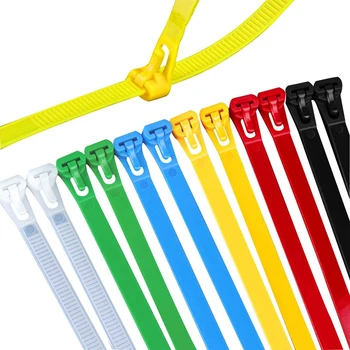 120ШТ 12-дюймовые Цветные Съемные кабельные Стяжки на молнии Регулируемые Многоразовые нейлоновые Кабельные Стяжки с прочностью на растяжение 50 фунтов