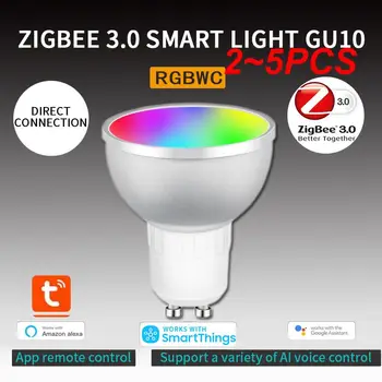 2 ~ 5ШТ Tuya ZigBee 3.0 Умная Светодиодная Лампа 5 Вт RGB CW Голосовое Управление Ночником Регулируемый Цвет Умная лампа Работает С Alexa