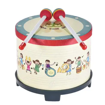 20,5 см Детский Барабан, Мультяшный Деревянный Напольный Том, Барабанные молотки, Ударный Музыкальный инструмент, Развивающая игрушка для детей, бьющих в барабан