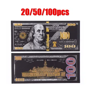 20/50/100 шт., 100 долларов США, банкнота из белого золота с фольгой, банкнота Соединенных Штатов Америки для подарков
