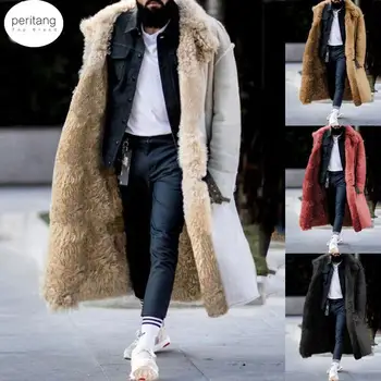 2023 Новая Зимняя Мужская Ветровка, Однотонное мужское пальто из искусственного Меха, Толстая Повседневная Модная куртка, Ветровка