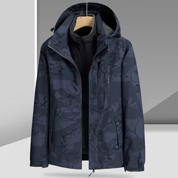 2023 Осенне-зимнее съемное утолщенное пальто с бархатной подкладкой для мужчин