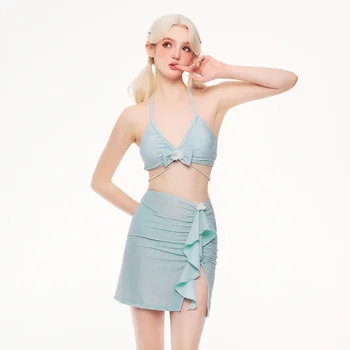 2024 Новый купальный костюм, женская юбка-тройка с разрезом, стиль Sexy Spicy Girl Instagram, бикини для похудения из горячих источников