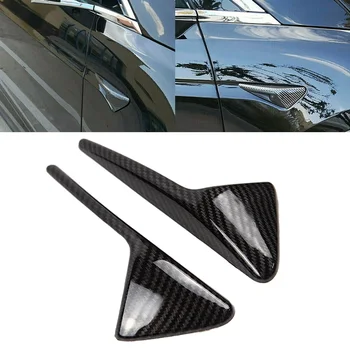 2шт Отделка автомобильного воздухозаборника из углеродного волокна, капота, впускного крыла с логотипом для Tesla Model 3 X S Universal