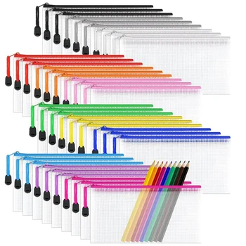 36 ШТ Сетчатая сумка для документов Многоцветная ПВХ Водонепроницаемая дорожная сумка для хранения школьных принадлежностей, 12 цветов