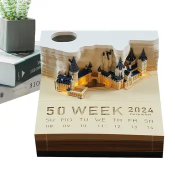 3D бумажный настольный календарь, светодиодный календарь в Домике на дереве на 2024 год, Фантастическое моделирование, Украшения для годовщин Дня Святого Валентина и
