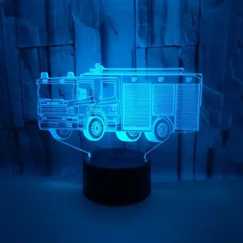 3D Лампа Nighdn Пожарные машины Ночные светильники для декора детской комнаты, 7 сменных цветов, акриловые подарки, игрушки для мальчиков на День рождения