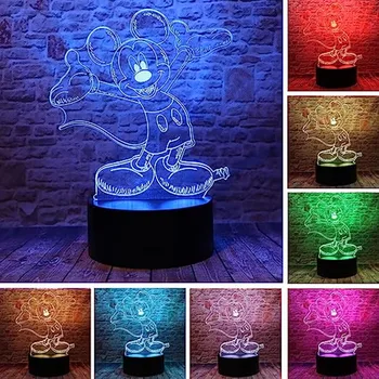 3D ночник из мультфильма Диснея, Минни Микки Маус, акриловая сенсорная 3D иллюзионная лампа, декоративная настольная лампа для спальни, детские игрушки, подарки