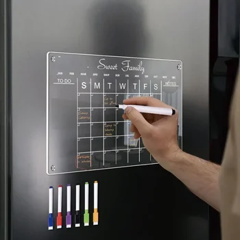3D Прозрачный магнит, наклейка-планировщик календаря на холодильник, Акриловый еженедельник формата А3 А4, сообщение на холодильник, доска для напоминания