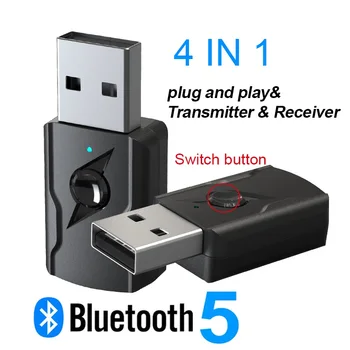 4 В 1 USB Bluetooth 5.0 Беспроводной передатчик-приемник 3,5 Мм Aux Аудио адаптер для динамика Bluetooth, телевизора, ПК, автомобильного комплекта