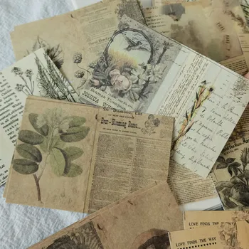 40шт Винтажных газетных буквенных текстов Наклейки с Растениями и цветами в стиле книги 