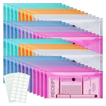 48 пластиковых конвертов с наклейками-этикетками Пластиковый чехол для карандашей Сумка для документов для файлов формата A6