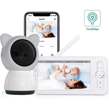 5-Дюймовый ЖК-Радионяня Babyphone Video Baby Camera Bebe Nanny HD Приложение Для Мобильного Телефона Управление PTZ Колыбельными Для Новорожденных