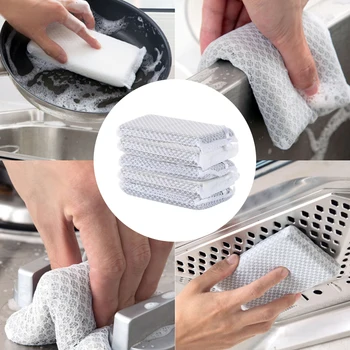 5 шт. Кухонные губки для мытья посуды, скруббер из микрофибры, не царапающийся, губка для мытья посуды, кастрюля для домашней уборки, губка для мытья посуды