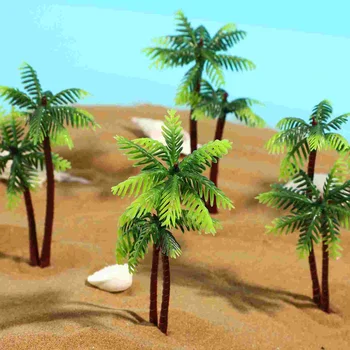 5 Шт Пальмовые Декоры Пластиковые Кокосовые Миниатюрные Растения Пальмы Ремесла Аквариумные Украшения для Аквариума с Рыбками Аквариум