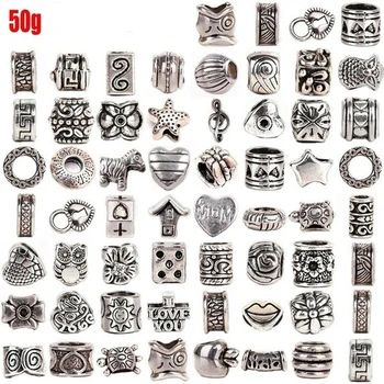 50 г Оптовых Тибетских серебряных металлических бусин-прокладок для изготовления ювелирных изделий, Металлические прокладки, бусины для браслета