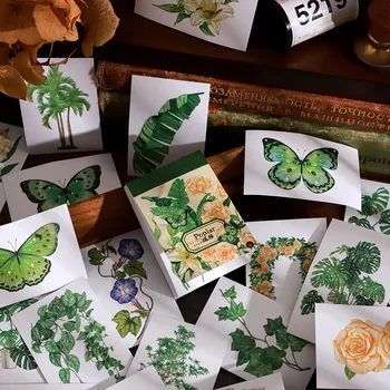 50 листов Винтажная книга с наклейками в виде цветов и бабочек, бумажный журнал 