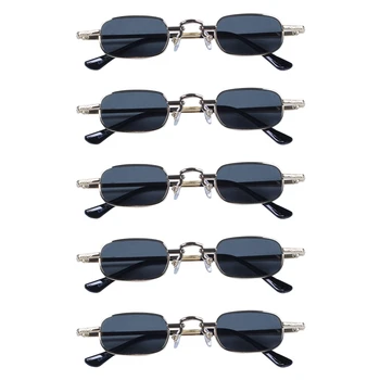 5X Ретро-панк-очки, прозрачные квадратные солнцезащитные очки, женские ретро-солнцезащитные очки, мужские Металлические оправы-черный, серый и золотой
