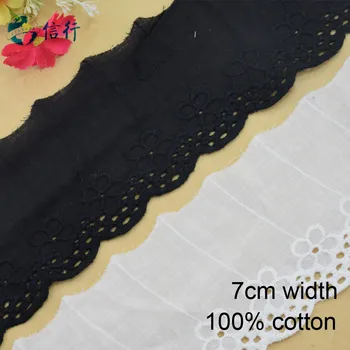 7 см Хлопчатобумажная Белая Кружевная лента с вышивкой, Гипюровая отделка, Ткань, аксессуары для шитья 