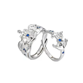 Azur Lane Женские кольца для влюбленных, Открытые кольца, Женские пары для первой свадьбы, Милые модные украшения, металлические украшения серебристого цвета