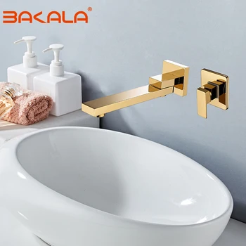 BAKALA Золотой Хромированный смеситель для ванной с водопадом, однорычажный Настенный смеситель для умывания, смеситель для ванны с водопадом