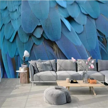 Beibehang Пользовательские обои papel de parede 3d американская минималистичная мода текстура синего пера художественная фреска фон обои