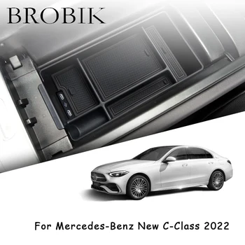 BROBIK для Mercedes-Benz New C-Class 2022, Центральный Подлокотник, Ящик для хранения Аксессуаров Центральной консоли, Черный ящик для монет
