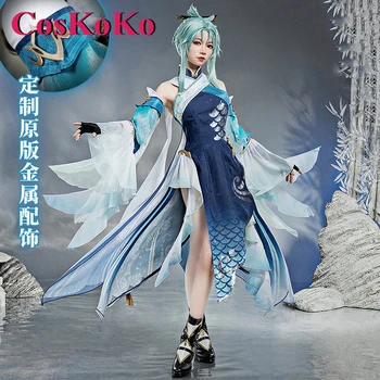 CosKoKo Madame Ping Косплей Костюм Горячая игра Genshin Impact, Великолепное Милое платье, Женская Одежда для ролевых игр на Хэллоуин