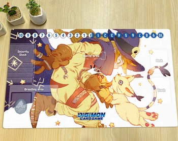 Digimon Playmat Wizarmon Tailmon Коврик для настольной игры DTCG TCG CCG Дуэль Коврик для Карточной игры Аниме Коврик Для Мыши Без Резины Сумка 60x35 см