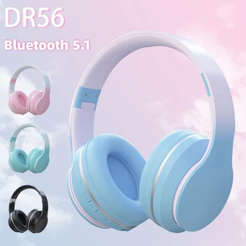 DR56 Головной убор градиентного цвета, беспроводная гарнитура DR56 Игровые наушники Bluetooth 5.1, спортивные наушники с шумоподавлением Hifi Bass