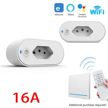 eWeLink WiFi Smart Plug 16A Бразильская розетка Smart Life с Power Monitor Timing Работает с Alexa Google Home