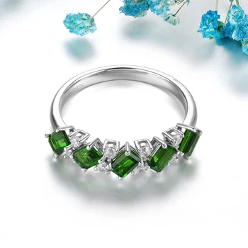 HT2024 Твердые кольца из стерлингового серебра 925 пробы с натуральным зеленым перидотом для классических мужских или женских колец
