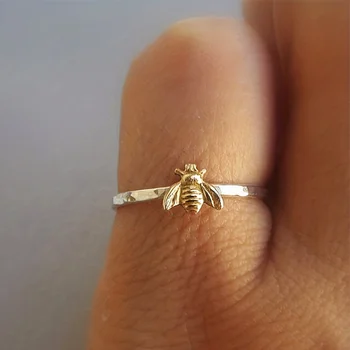 Huitan Изящное кольцо с пчелой на палец, женские универсальные трендовые украшения для леди, пригодные для повседневной носки, Изящный дизайн, аксессуары от насекомых для женщин.