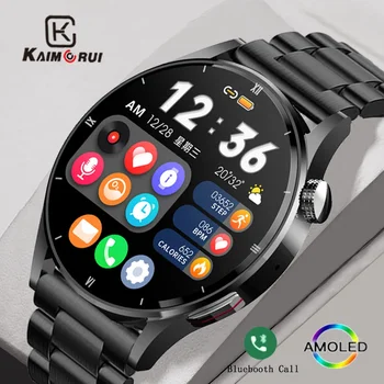 KAIMORUI Bluetooth Call Смарт-часы для мужчин с AMOLED HD экраном, спортивный фитнес, фитнес-браслет, часы для здоровья, мужские умные часы 2024 г.