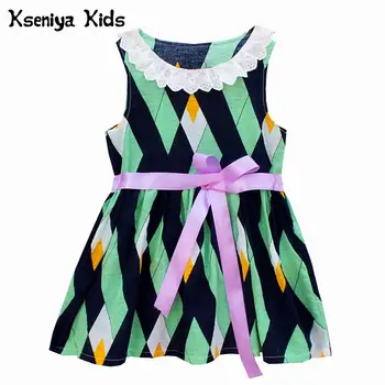 Kseniya Kids Одежда для маленьких девочек, платья, хлопковые кружевные ленты, Летние детские платья с принтом, платье на свадьбу для девочек, платье на день рождения на 1 год