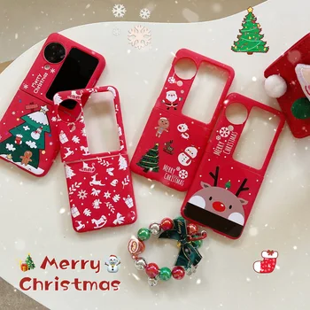 LCZuBZI DIY Рождественский чехол для ПК Galaxy z Flip 5 4 Защитный Чехол для OPPO n2 Flip Cover Anti Fall Fundvivo x Flip Pocket /s