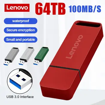 Lenovo 64 ТБ USB Флэш-Накопители 32 ТБ Высокоскоростной Флеш-Накопитель 16 ТБ USB 3,0 Флэш-Диск 4 ТБ USB-Накопитель 8 ТБ USB-Память Для Портативных ПК ТВ PS5