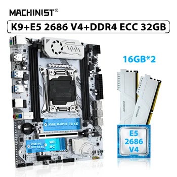 MACHINIST X99 K9 Комплект материнской платы LGA 2011-3 Комплект процессора Xeon E5 2686 V4 CPU 32 ГБ = 2шт * 16 ГБ ECC памяти DDR4 RAM NVME M.2 WIFI
