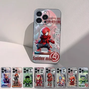 Marvel Spider Железный Человек Халк Черный Чехол Для Телефона iPhone 15 14 Plus 13 12 Mini 11 Pro X XS XR Max Силиконовый Чехол Funda Shell