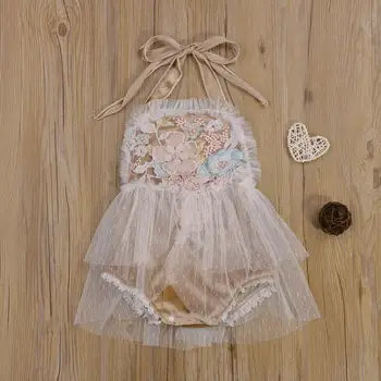 Milsown/ Платье-комбинезон на бретельках для новорожденных девочек, одежда с цветочным узором, Сетчатый кружевной комбинезон с вышивкой, Летний наряд