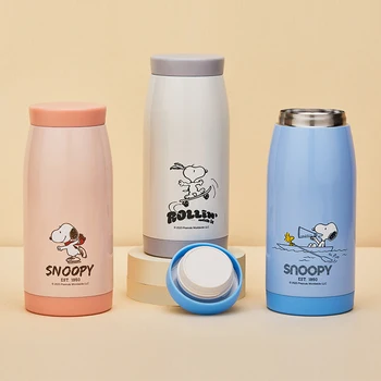 Miniso Snoopy Kawaii Портативная Термоизоляционная Чашка 304 Из Нержавеющей Стали Детская Каплеустойчивая Чашка для Воды Прямая Чашка для Малыша