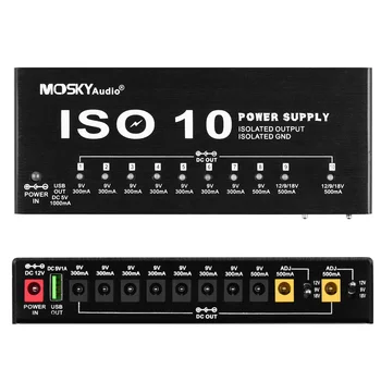 MOSKY ISO-10 Педаль гитарных эффектов Источник питания Процессоров Гитарных эффектов Источник Питания Выходов постоянного тока/ 5V USB-Выход для 9V 12V 18V