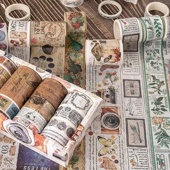 Mr.Paper 18 рулонов винтажных наклеек и скотча Washi, декоративные материалы для справочников